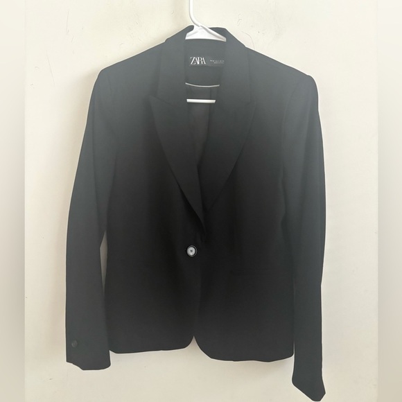 ZARA Blazer Women’s Black Single Button Jacket Fitted Career Office Workwear 8 - Picture 1 of 6